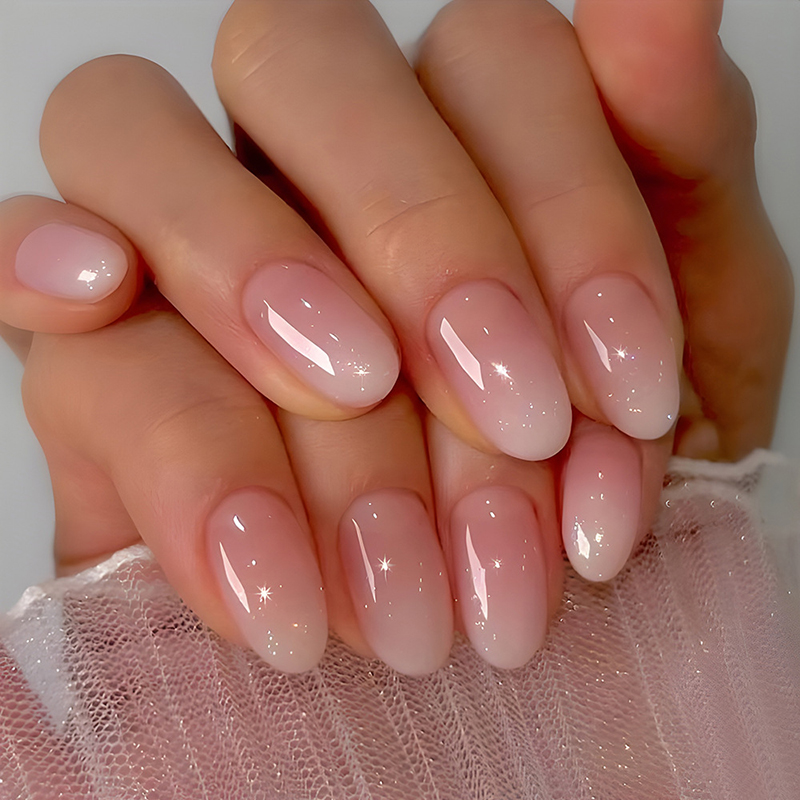 Nail Art Ombre Pink - 24 Uds. de Uñas Postizas Ovaladas