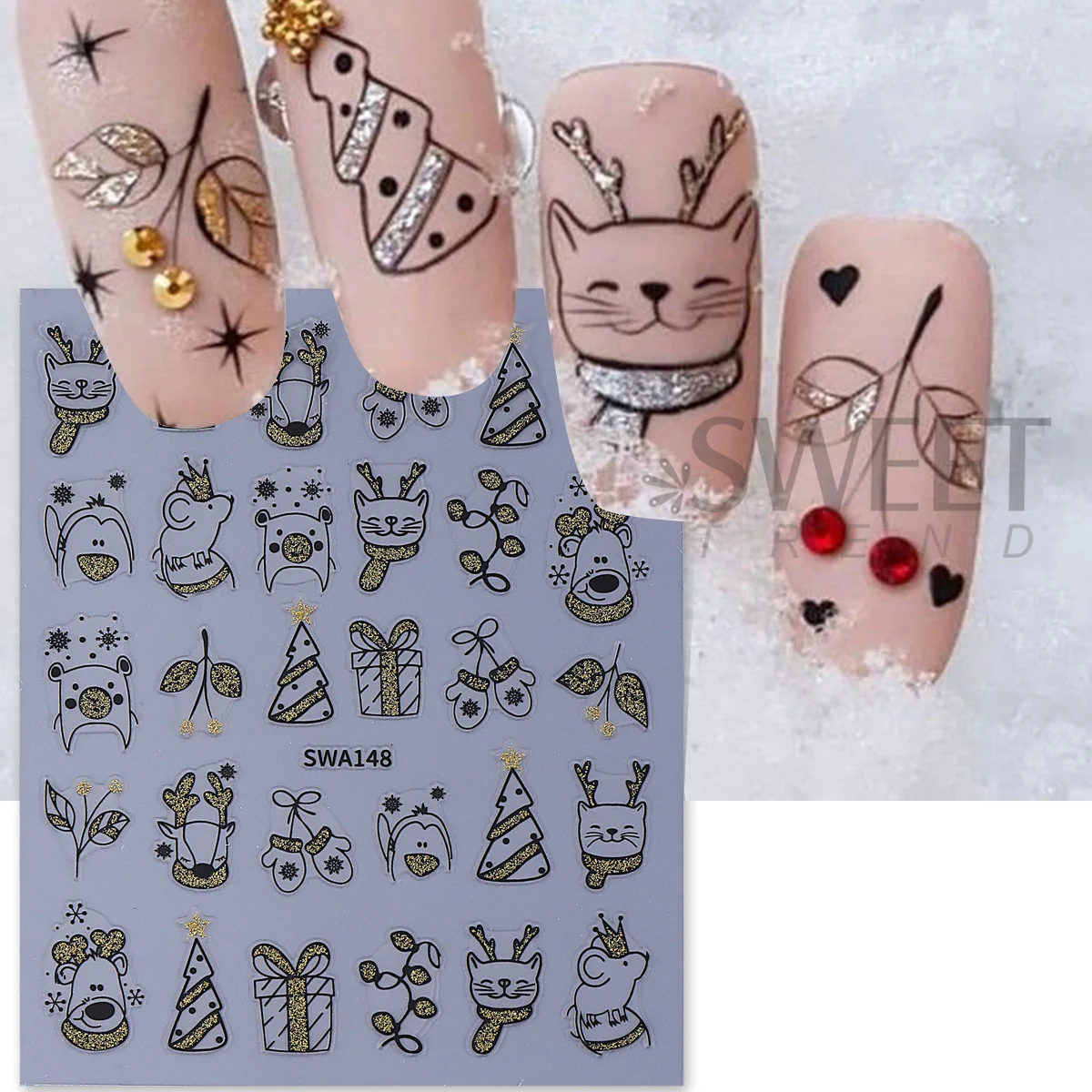 2 uds. De pegatinas brillantes - Nail Art Xmas Simple reseña y precio
